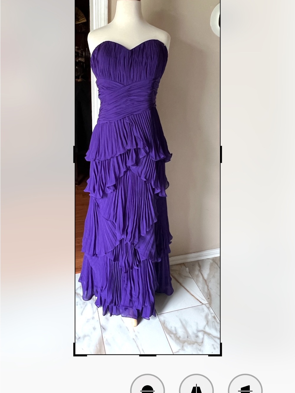 Elegant Strapless Pleated Evening Dress in Purple